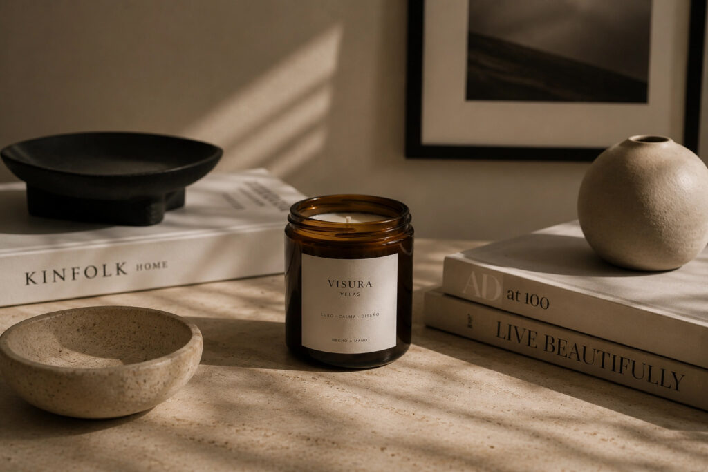 vela artesanal Visura integrada en interior minimalista contemporáneo