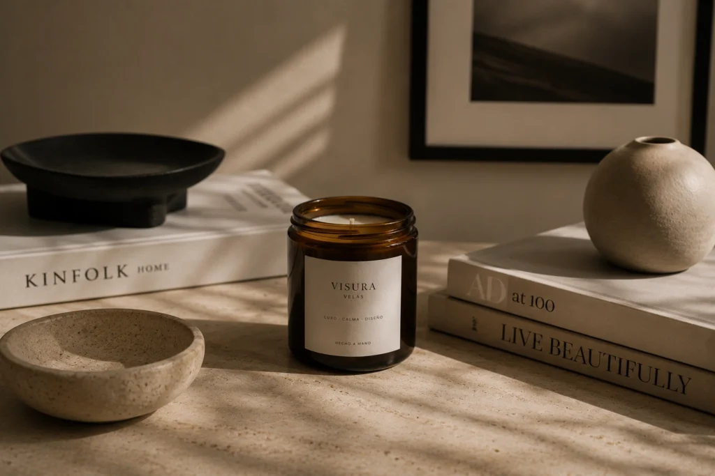 vela artesanal Visura integrada en interior minimalista contemporáneo